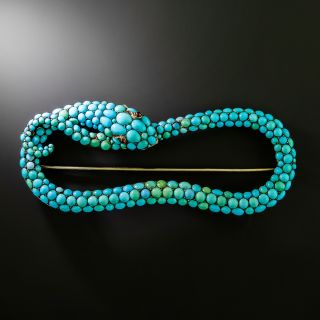 Victorian Turquoise Snake Brooch - 2