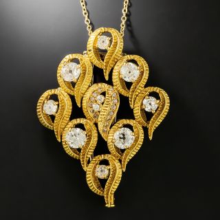 Vintage 18K Diamond Brooch/Necklace - 2