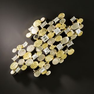 Vintage 1960's Moderne Art Baguette Diamond Brooch - 1