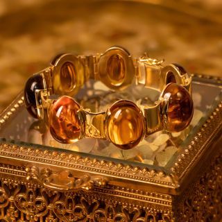 Vintage 1960s Cabochon Citrine Bracelet