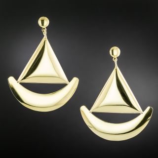 Vintage 1960s Op Art Dangle 18K Earrings - 2