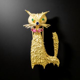 Vintage 1960s Whimsical Cat Brooch - 2