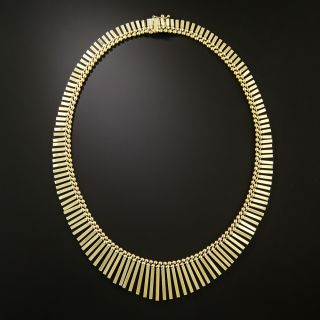 Vintage 1970-80's Gold Cleopatra Fringe Necklace by Uno A Erra, Italy - 3