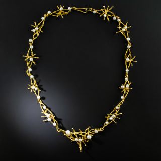 Vintage 1970's Pearl and Twig Necklace by Karl Stittgen - 2