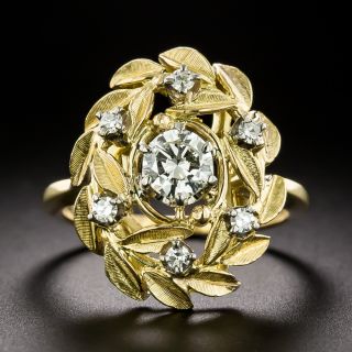 Vintage 1970s Diamond Laurel Leaf Ring by Jabel - 2