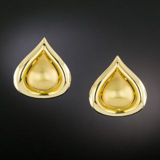 Vintage 1980s 18K Gold Teardrop Earrings - 2