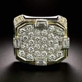 Vintage 1980s Bold Onyx and Diamond Ring, Size 6 - 3