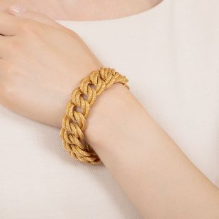Vintage 1980s Wide Mesh Curb Link Bracelet