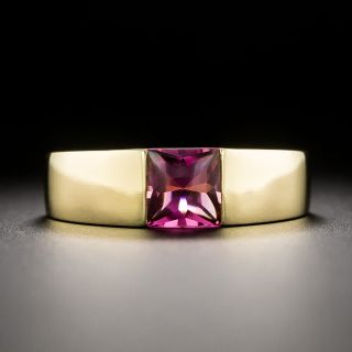 Vintage 1990 Cartier Pink Tourmaline Tank Ring - 2