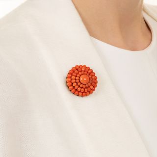 Vintage Coral Cluster Brooch