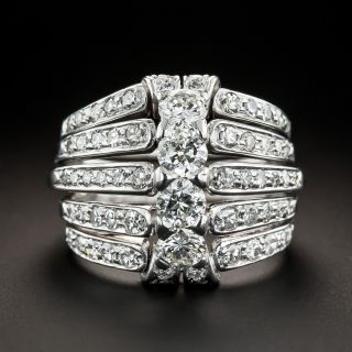 Vintage Five-Row Wide Diamond Band Ring - 2
