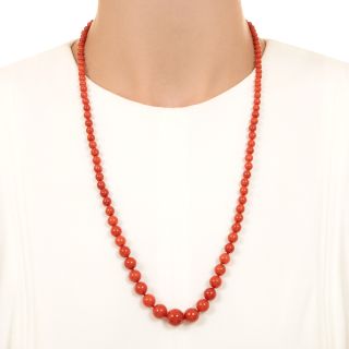 Vintage Graduating Coral Bead Strand