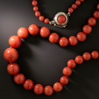 Vintage Graduating Coral Bead Strand - 2