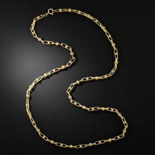 Vintage Handmade Fancy Link 14K Gold Chain - 2