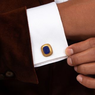 Vintage Lapis Cushion-Shaped Cufflinks