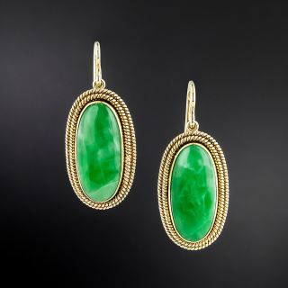 Vintage Natural Jadeite Drop Earrings - 1