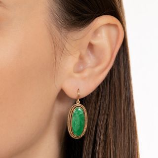 Vintage Natural Jadeite Drop Earrings