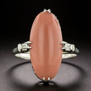 Vintage Salmon Coral Dinner Ring - 1