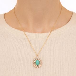Vintage Turquoise and Diamond Pendant