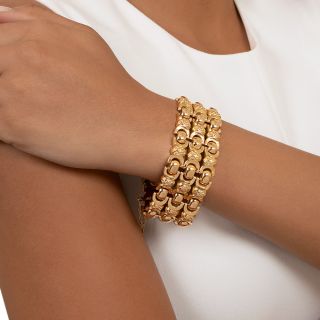 Wide Mid-Century 18K Gold Bracelet - Austria