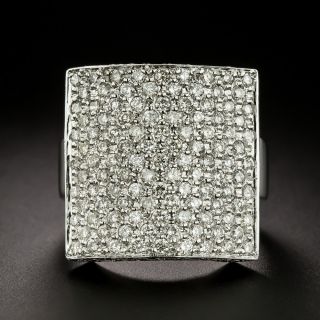 Wide Pavé Diamond Rectangle Ring, French - 2