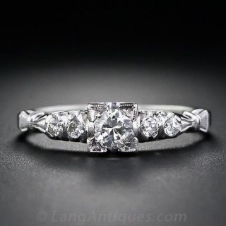 0.23 Carat  Mid-Century Diamond Engagement Ring