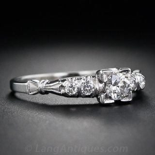 0.23 Carat  Mid-Century Diamond Engagement Ring