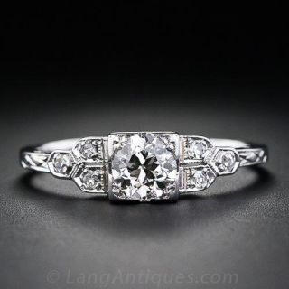 0.50 Carat Diamond Art Deco Engagement Ring