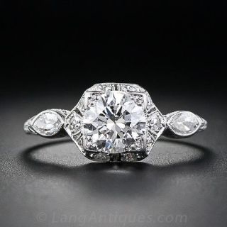 0.83 Carat Diamond Art Deco Engagement Ring