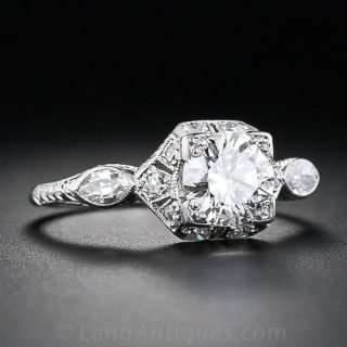 0.83 Carat Diamond Art Deco Engagement Ring