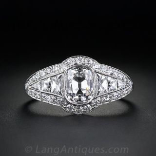 1.00 Carat Antique Cushion Cut Diamond Engagement Ring