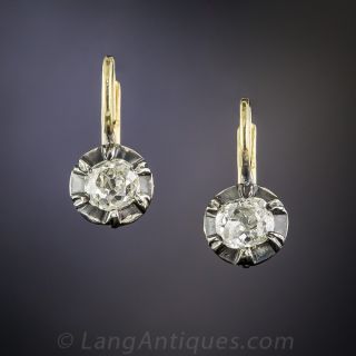 1.00 Carat Antique Cushion Diamond Earrings