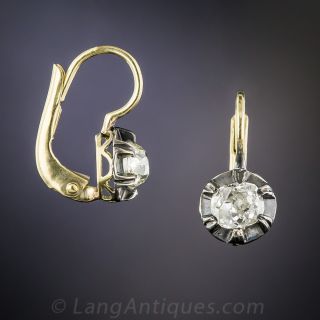 1.00 Carat Antique Cushion Diamond Earrings