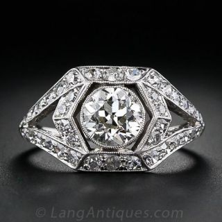 1.00 Carat Art Deco Diamond Engagement Ring