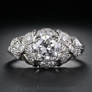 1.00 Carat Art Deco Diamond Ring with Bow Accents