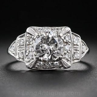 1.00 Carat Art Deco Platinum and Diamond Ring