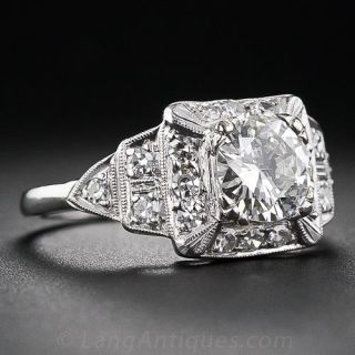1.00 Carat Art Deco Platinum and Diamond Ring