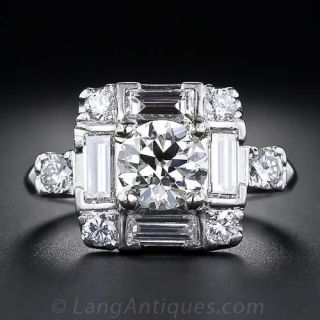 1.00 Carat Art Deco Platinum and Diamond Ring