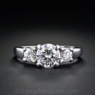 1.00 Carat Classic Three Stone Diamond Engagement Ring - 2