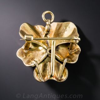 1.00 Carat Diamond and Enamel Pansy Pendant/Brooch