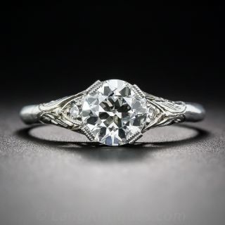 1.00 Carat Diamond Art Deco Engagement Ring GIA J VS2