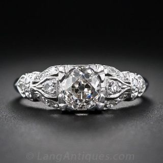 1.00 Carat Diamond Art Deco Engagement Ring in Platinum