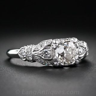 1.00 Carat Diamond Art Deco Engagement Ring in Platinum