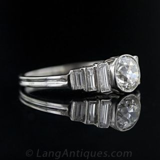 1.00 Carat Diamond Art Deco Engagement Ring in Platinum