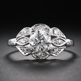 1.00 Carat Diamond Art Deco Platinum Engagement Ring