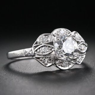 1.00 Carat Diamond Art Deco Platinum Engagement Ring