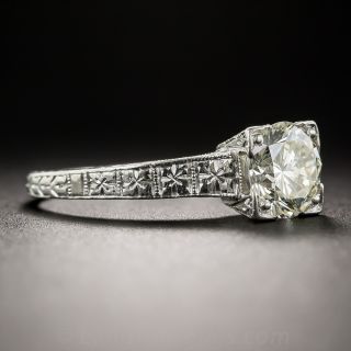 1.00 Carat Diamond Art Deco Platinum Solitaire - GIA