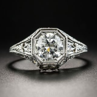1.00 Carat Diamond platinum Art Deco Engagement Ring - GIA I VS1