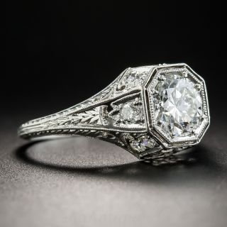 1.00 Carat Diamond platinum Art Deco Engagement Ring - GIA I VS1