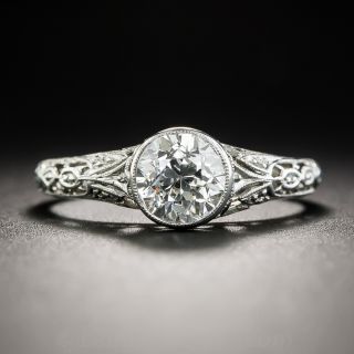 1.00 Carat Diamond Platinum Vintage Solitaire Engagement Ring - GIA I SI2